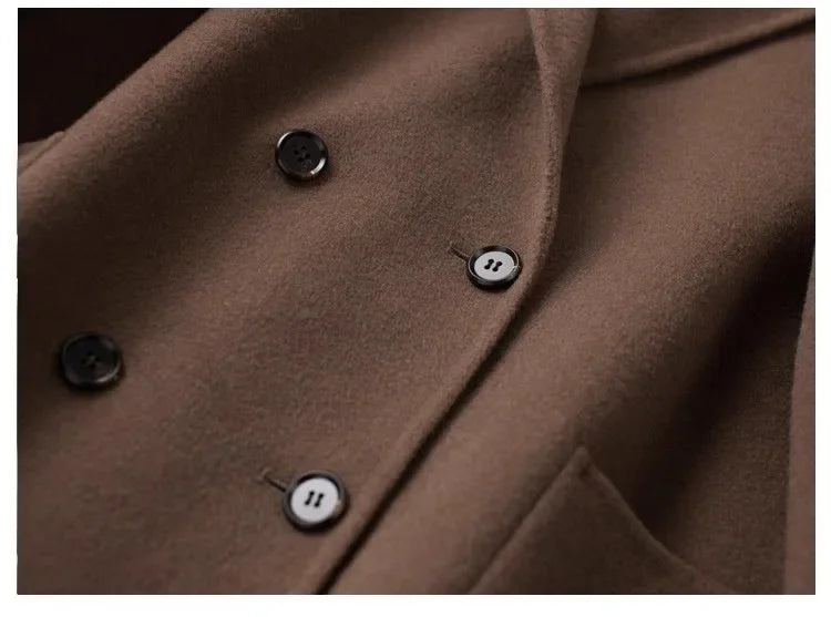 Wilhelmina | Oversized Double Breasted Wool Herringbone Coat - View 24