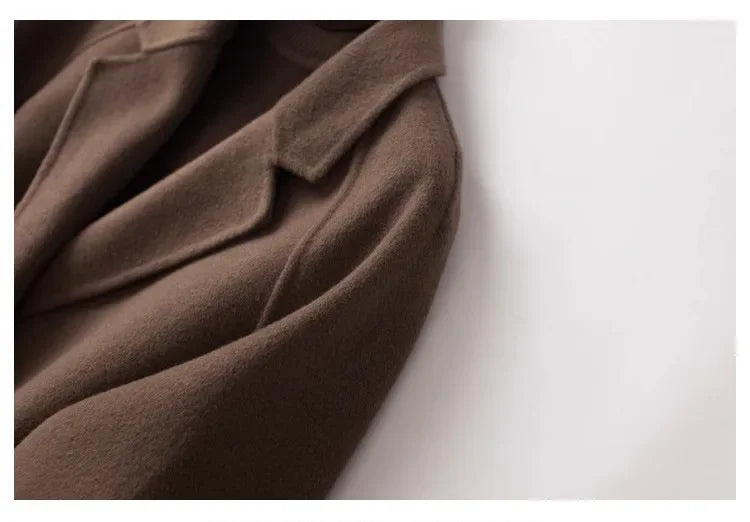 Wilhelmina | Oversized Double Breasted Wool Herringbone Coat - View 27