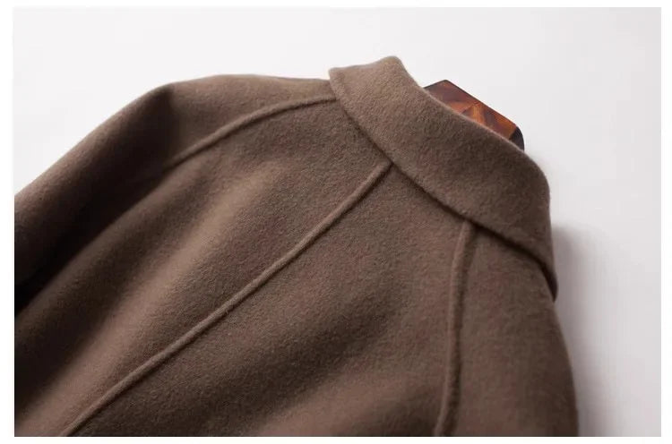 Wilhelmina | Oversized Double Breasted Wool Herringbone Coat - View 28