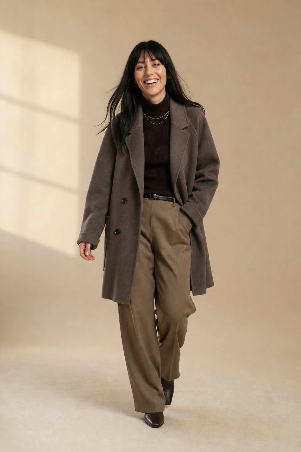 Wilhelmina | Oversized Double Breasted Wool Herringbone Coat - View 7