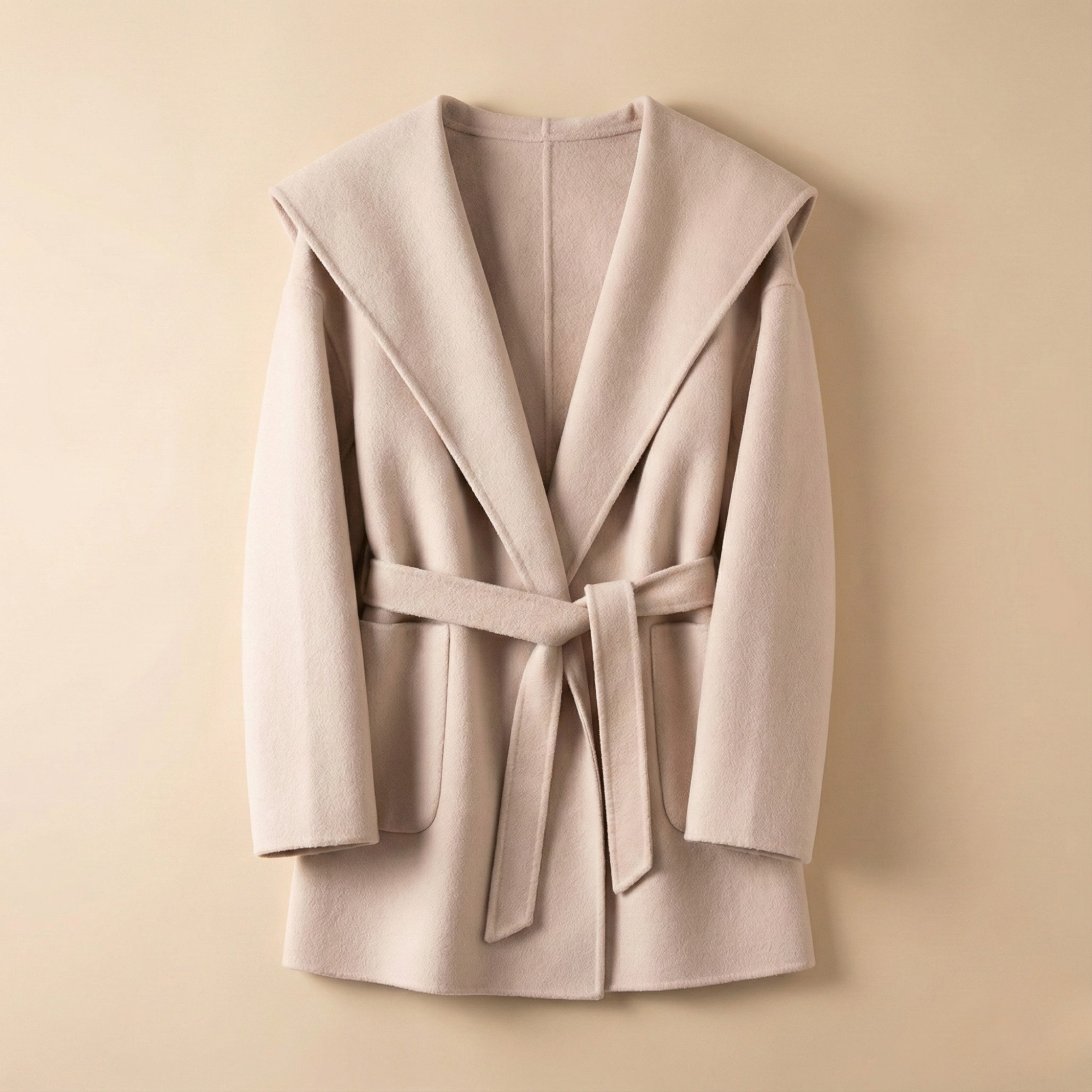 Xanthe | Belted Shawl Collar Camel Hair Patch Pocket Coat - View 10