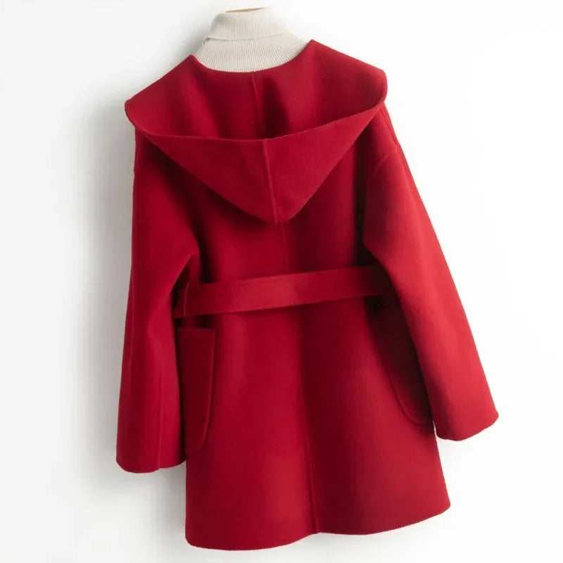 Xanthe | Belted Shawl Collar Camel Hair Patch Pocket Coat - View 21