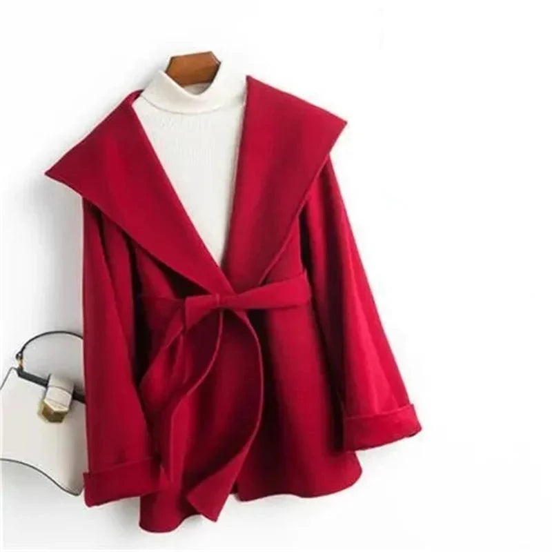 Xanthe | Belted Shawl Collar Camel Hair Patch Pocket Coat - View 22