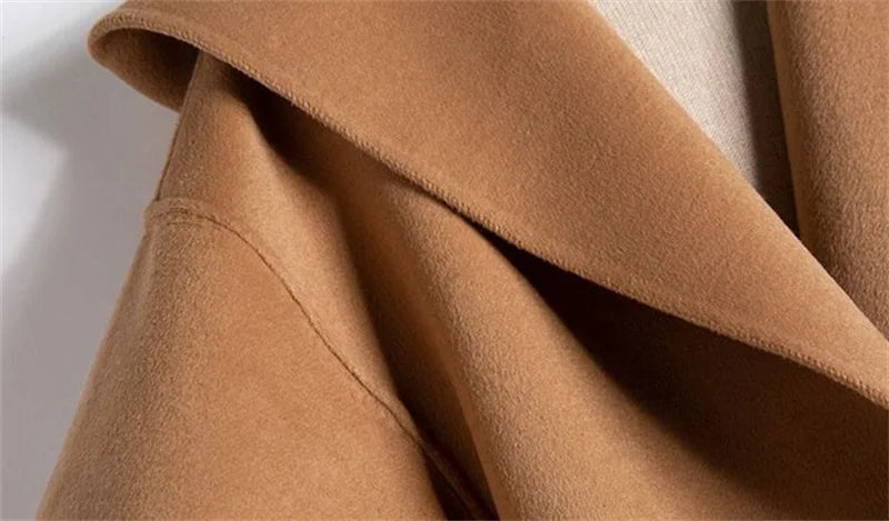 Xanthe | Belted Shawl Collar Camel Hair Patch Pocket Coat - View 23