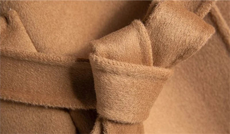 Xanthe | Belted Shawl Collar Camel Hair Patch Pocket Coat - View 24