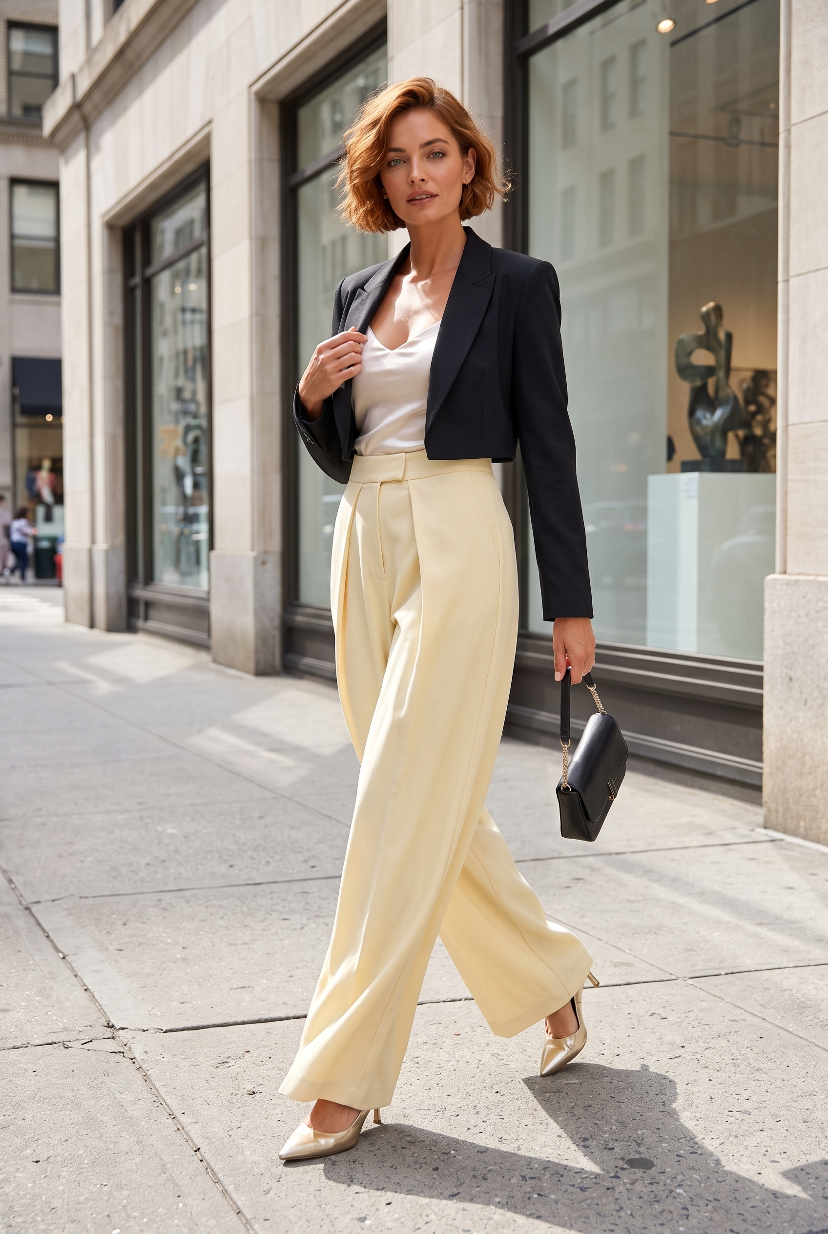 Xenia | Wrap Panel Pleated High Waist Wide Leg Trousers - View 11