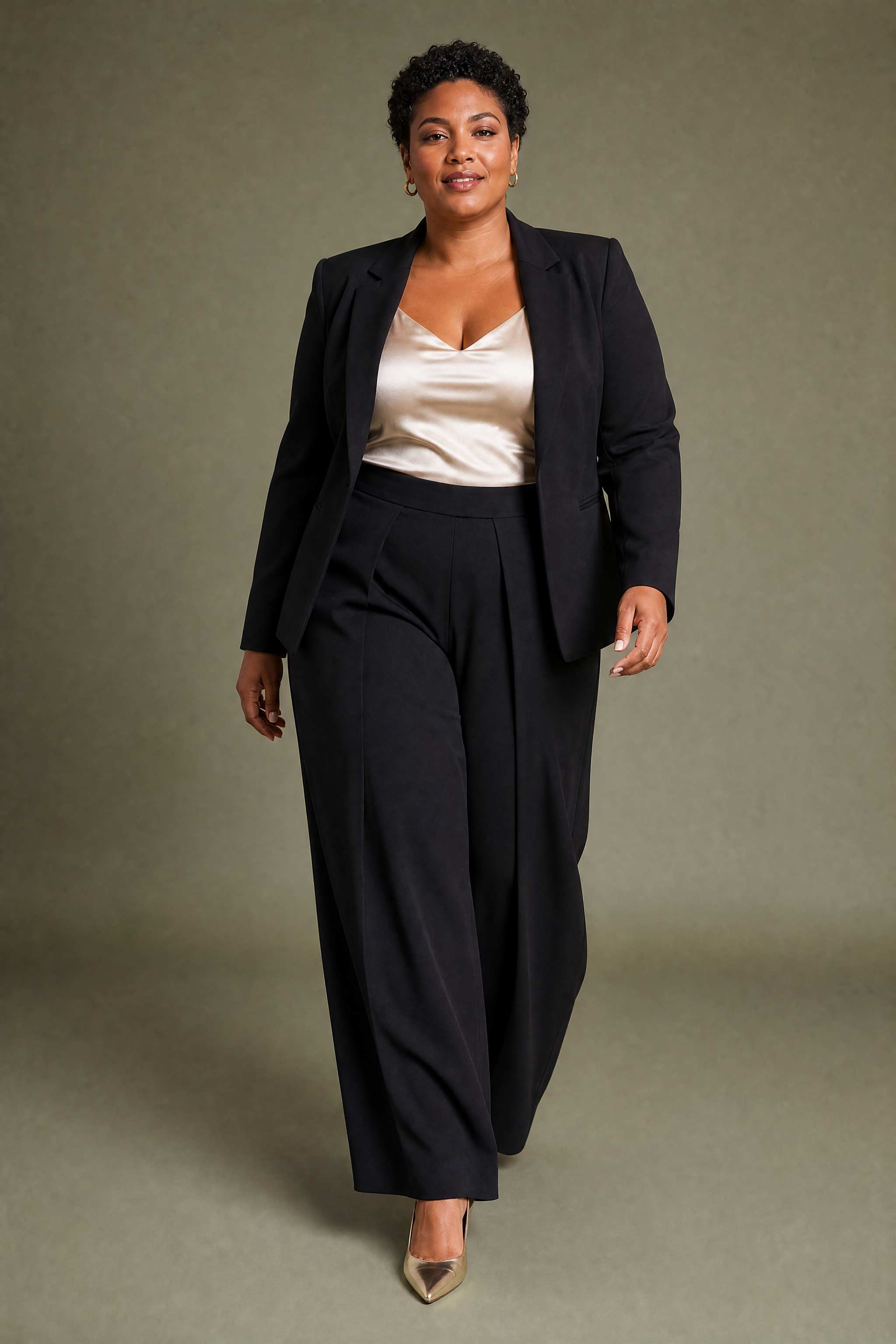 Xenia | Wrap Panel Pleated High Waist Wide Leg Trousers - View 7