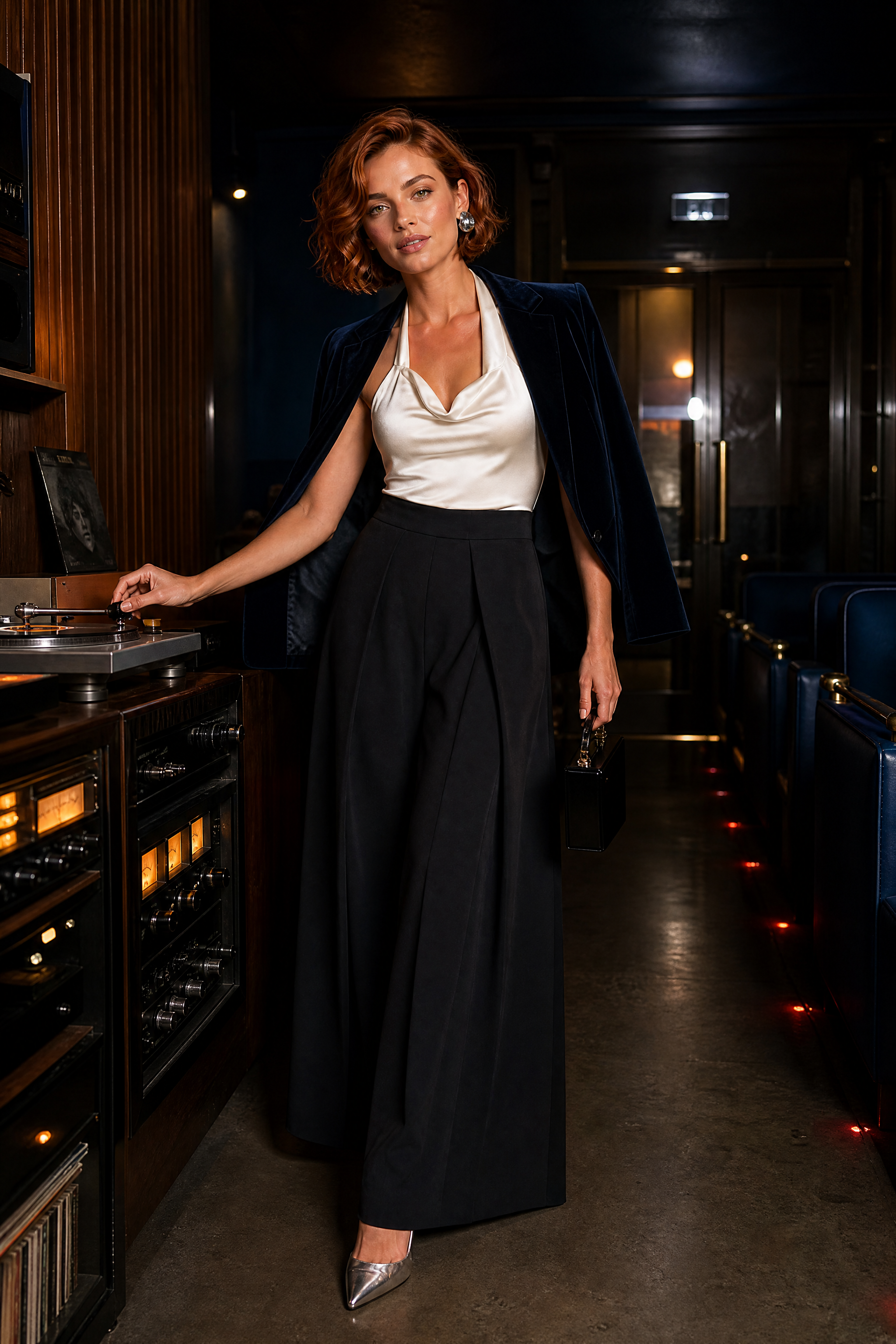 Xenia | Wrap Panel Pleated High Waist Wide Leg Trousers - View 8