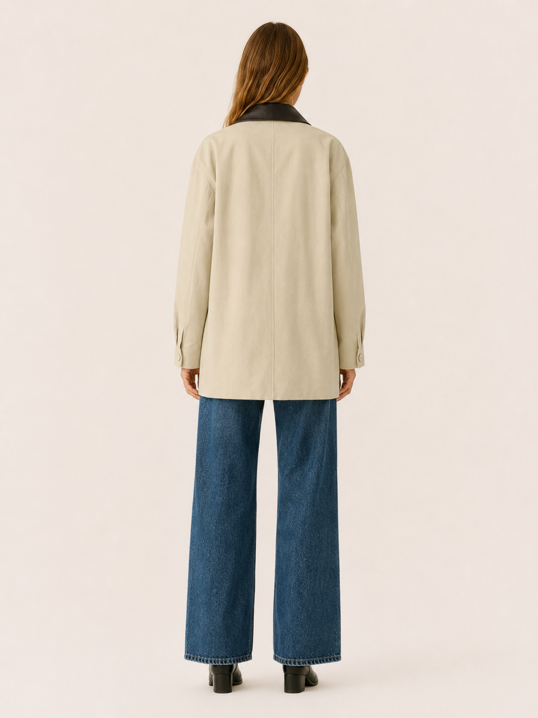 Ximena | Contrast Corduroy Collar Relaxed Barn Jacket - View 2