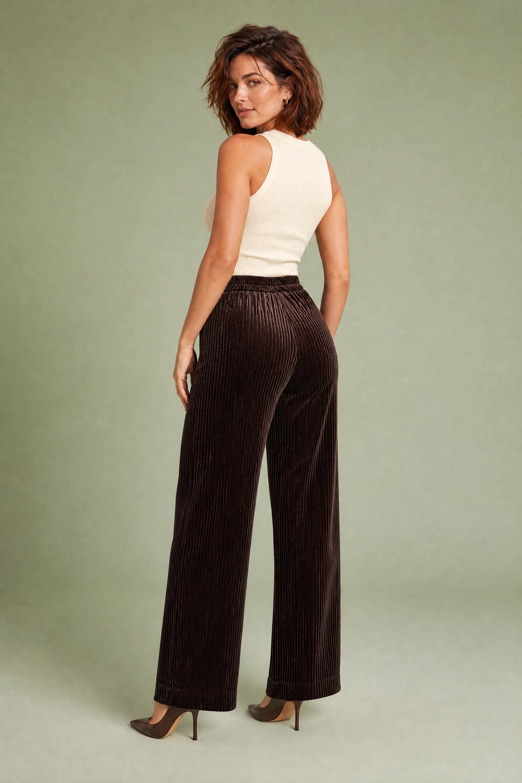 Zora | Patch Pocket Corduroy High Waist Wide Leg Trousers - View 5